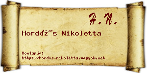 Hordós Nikoletta névjegykártya