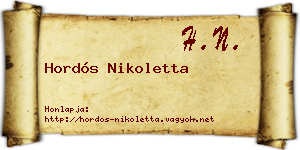 Hordós Nikoletta névjegykártya