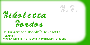 nikoletta hordos business card
